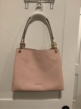 Michael Kors Large Christina Blush Pink Pebbled Leather Shoulder Bag